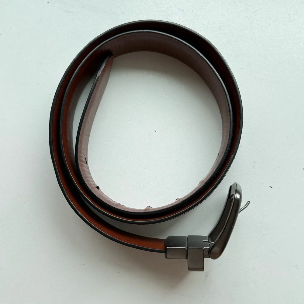 Levi's Black Leather Belt with Silver Buckle
